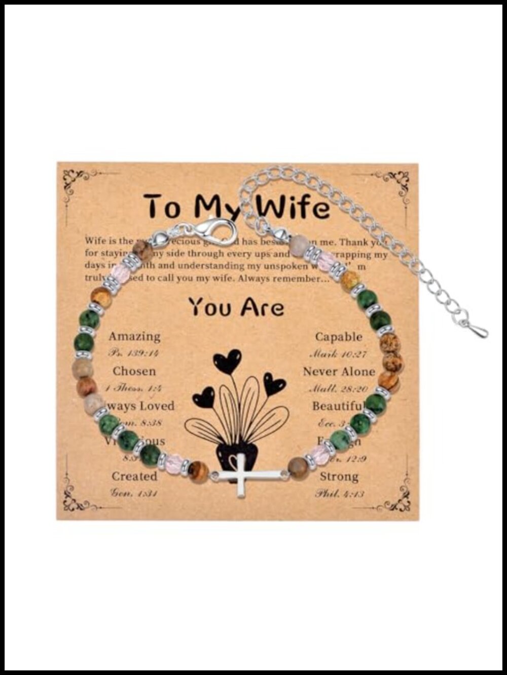 Cross Bracelet for Women Beaded Faith Christian Bible Gift